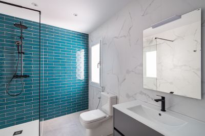 Vibrant Tile with White Grout