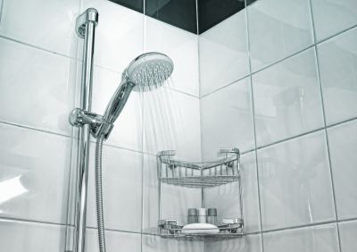 Bright White Tile with Light Gray Grout